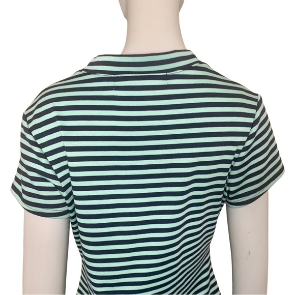 FREE PEOPLE Beach Striped Dress Navy Multi Knit Cover Up Short Sleeves Casual - Picture 9 of 14